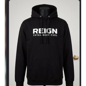 Reign Total Body Fuel Mens XL Black Graphic Hoodie Sweatshirt Gym Fitness
